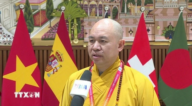 Thượng tọa Thích Đức Thiện, Phó Chủ tịch Hội đồng Trị sự Giáo hội Phật giáo Việt Nam, trả lời phỏng vấn.