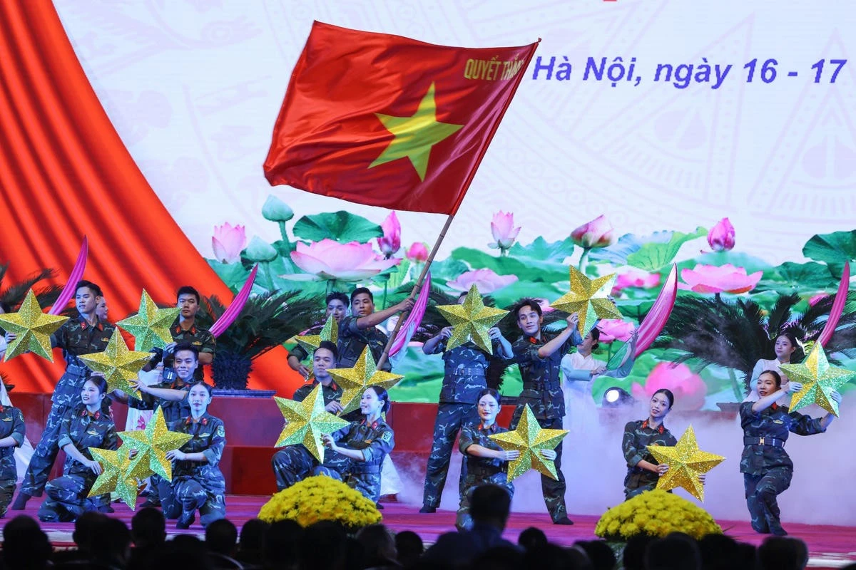Tiết mục văn nghệ đặc sắc chào mừng Đại hội. Ảnh: Quang Vinh.