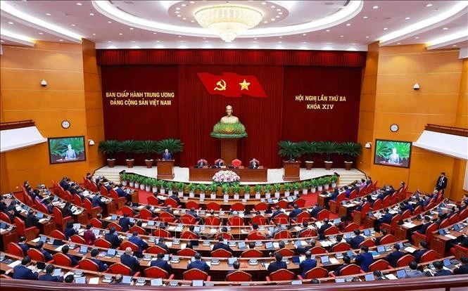 Khai mạc Hội nghị lần thứ ba Ban Chấp hành Trung ương Đảng khoá XIV. Ảnh: Dương Giang/ TTXVN