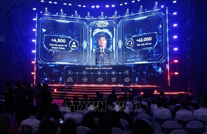 Ngân hàng Vietinbank giới thiệu ứng dụng công nghệ AI trong hoạt động. Ảnh: Trần Việt/ TTXVN