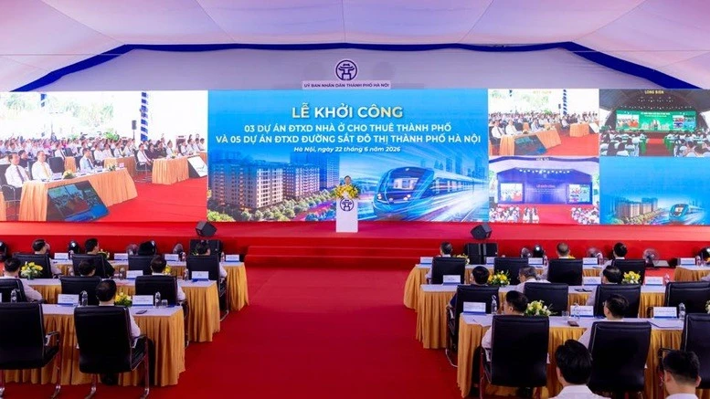 Lễ khởi công đồng thời 5 tuyến đường sắt đô thị và 3 dự án nhà ở cho thuê trên địa bàn Hà Nội.