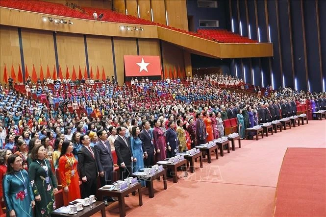 Chủ tịch Quốc hội Trần Thanh Mẫn, các đồng chí lãnh đạo, nguyên lãnh đạo Đảng, Nhà nước và đại biểu dự khai mạc đại hội.