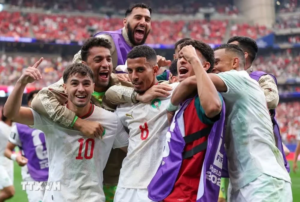 Maroc giành chiến thắng tưng bừng trước Canada để giành vé tứ kết World Cup 2026. (Ảnh: AFP/TTXVN)