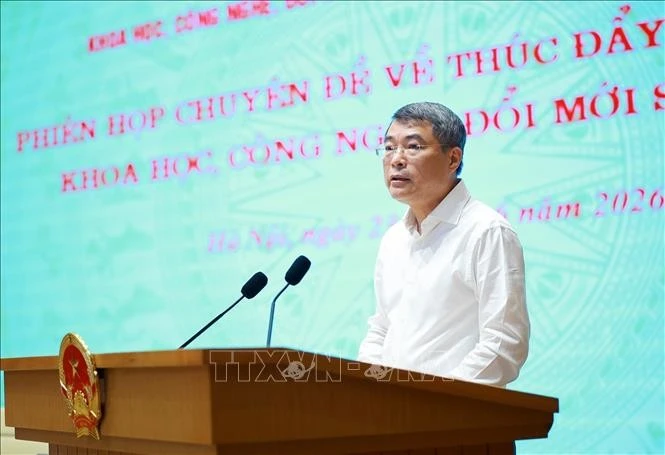 Thủ tướng Lê Minh Hưng, Trưởng Ban Chỉ đạo phát biểu tại Phiên họp chuyên đề về thúc đẩy phát triển khoa học, công nghệ, đổi mới sáng tạo.