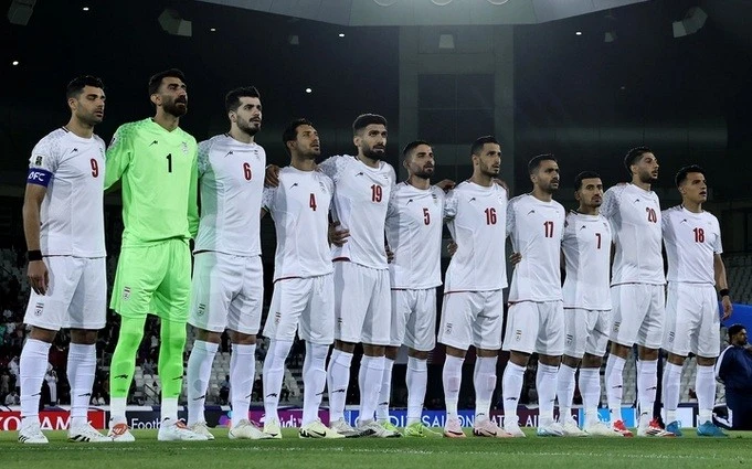 Cầu thủ đội tuyển bóng đá Iran trong trận đấu với Qatar vào tháng 6/2025 tại Doha.