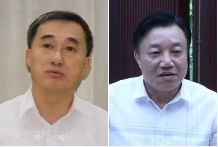 Ban Bí thư quyết định thi hành kỷ luật Khai trừ ra khỏi Đảng đối với các đồng chí: Trần Văn Thuấn (bên trái), Nguyễn Huy Ngọc. Ảnh: TTXVN.