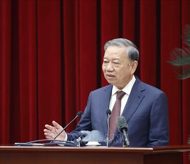 Tổng Bí thư Tô Lâm phát biểu.