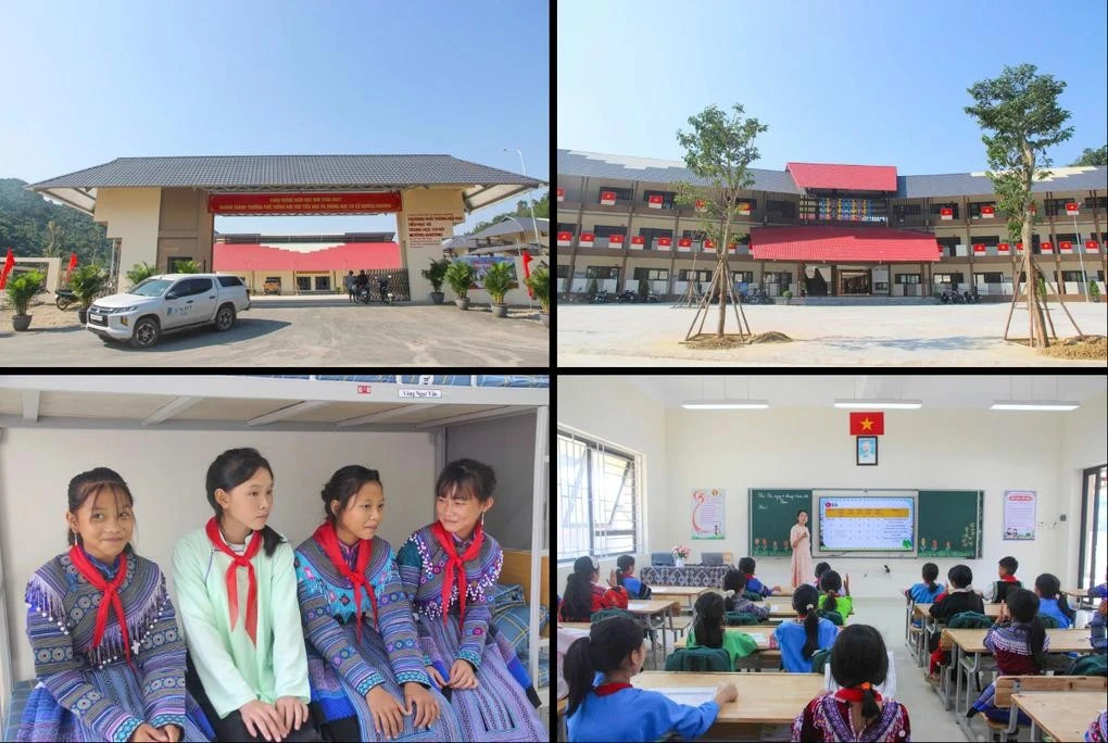 Trường Phổ thông nội trú Tiểu học và Trung học cơ sở Mường Khương có diện tích gần 5ha, gồm 9 khối nhà được đầu tư đồng bộ, phục vụ dạy học, ăn ở và sinh hoạt (Ảnh: Hoàng Đức).