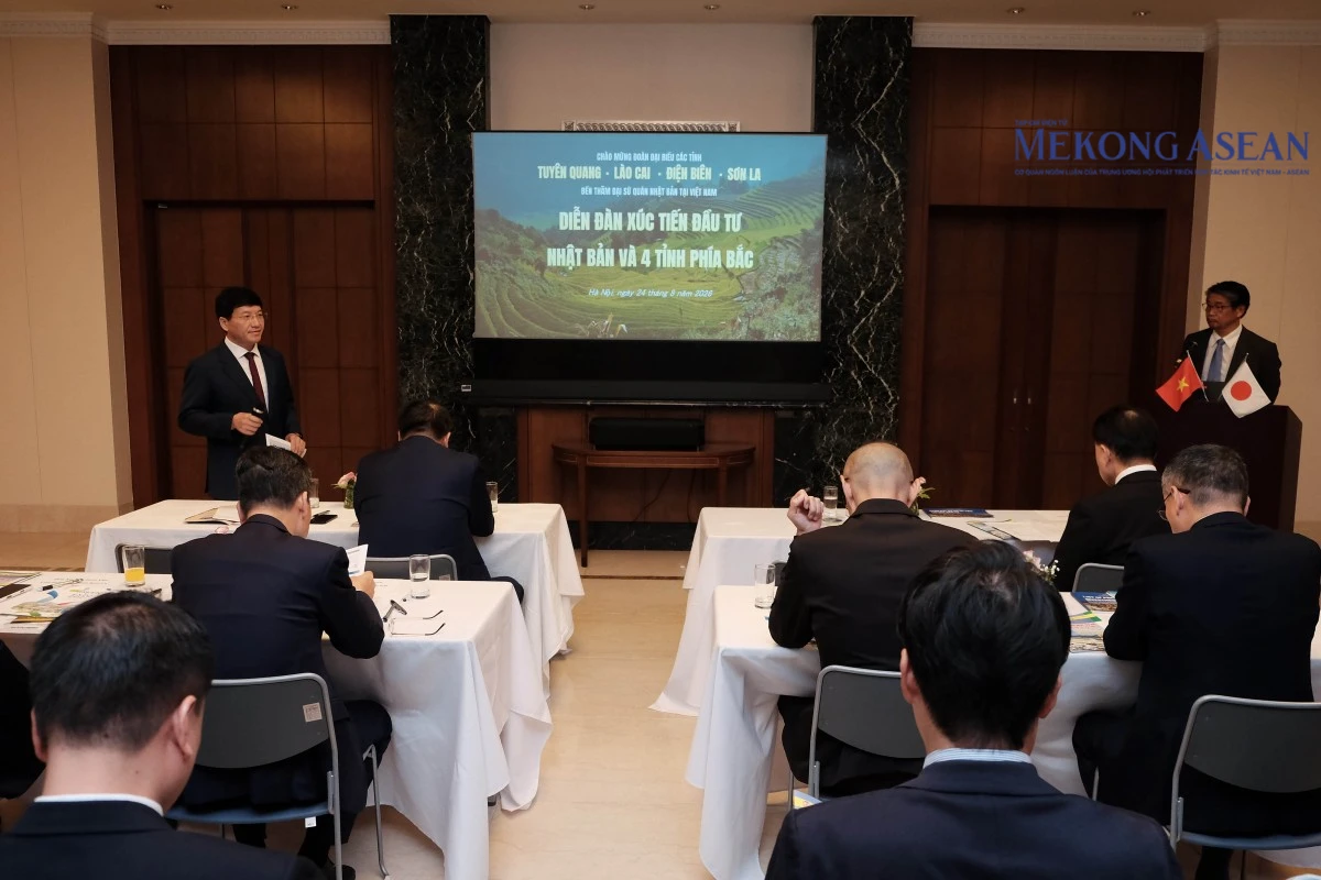 Quang cảnh Diễn đàn Xúc tiến đầu tư Nhật Bản và 4 tỉnh phía Bắc, tổ chức tại Đại sứ quán Nhật Bản ở Hà Nội. (Ảnh: Tùng Dương/Mekong ASEAN)