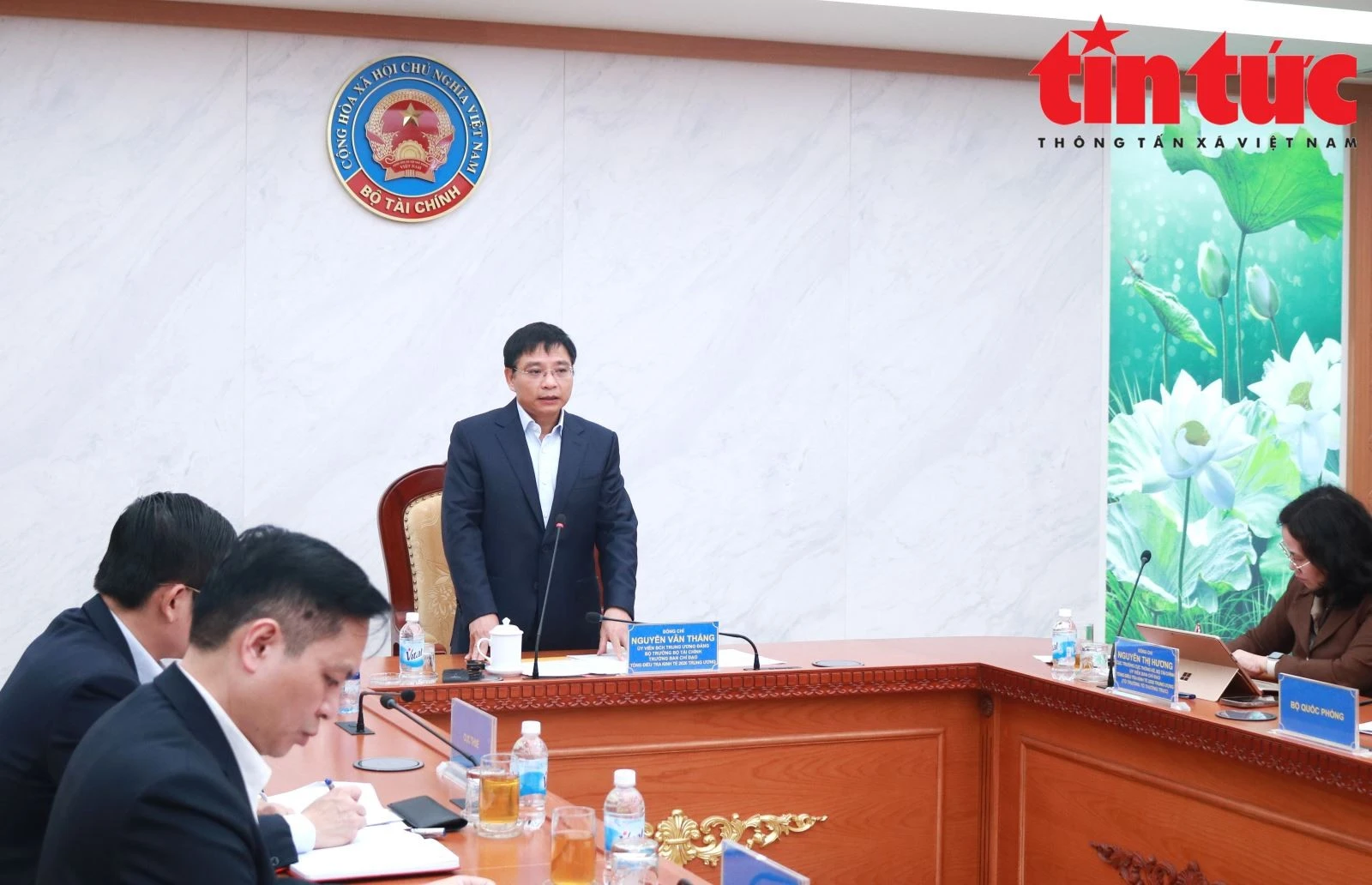 Ủy viên Trung ương Đảng, Bộ trưởng Bộ Tài chính Nguyễn Văn Thắng phát biểu tại hội nghị.