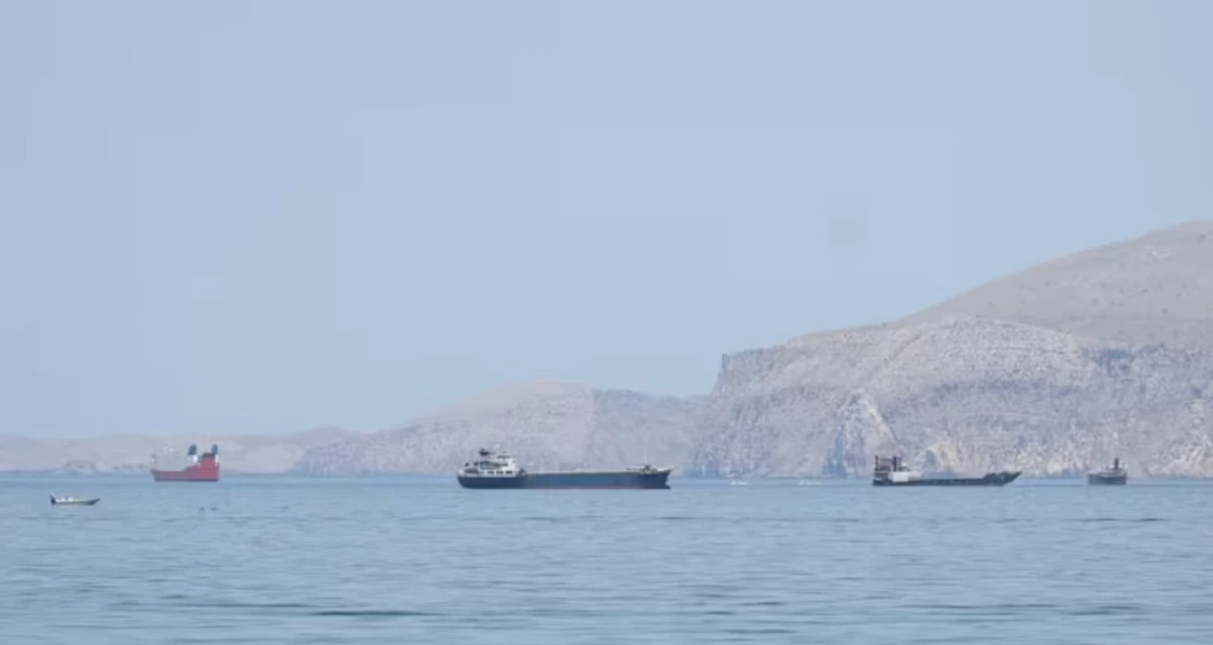 Tàu thương mại chờ đi qua eo biển Hormuz.