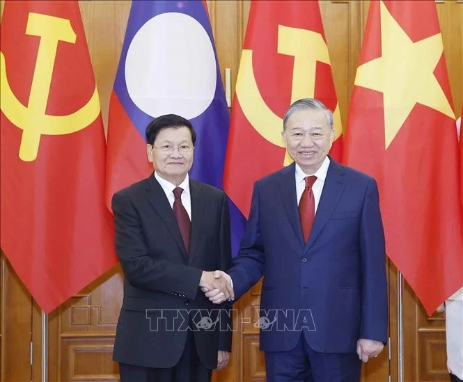 Tổng Bí thư Tô Lâm và Tổng Bí thư, Chủ tịch nước Lào Thongloun Sisoulith, trong chuyến thăm cấp Nhà nước tới Việt Nam của Tổng Bí thư, Chủ tịch nước Lào, sáng 26/1/2026.