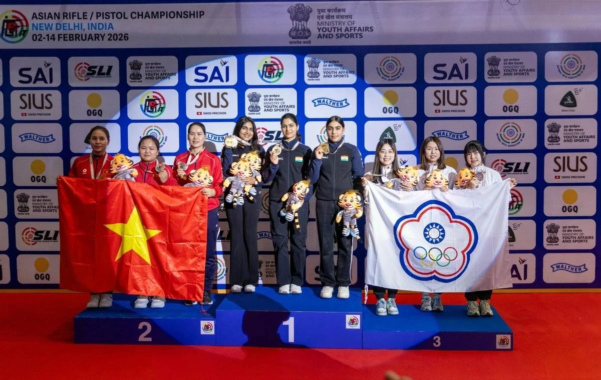 Đội tuyển bắn súng Việt Nam trước đó đã giành HCB ở nội dung 10m súng ngắn hơi đồng đội nữ ngày 5/2.