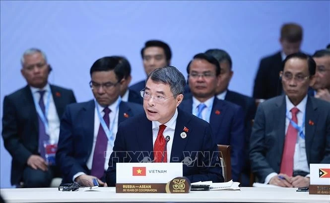 Thủ tướng Lê Minh Hưng phát biểu tại Phiên họp toàn thể Hội nghị Cấp cao Kỷ niệm 35 năm quan hệ ASEAN - Nga.