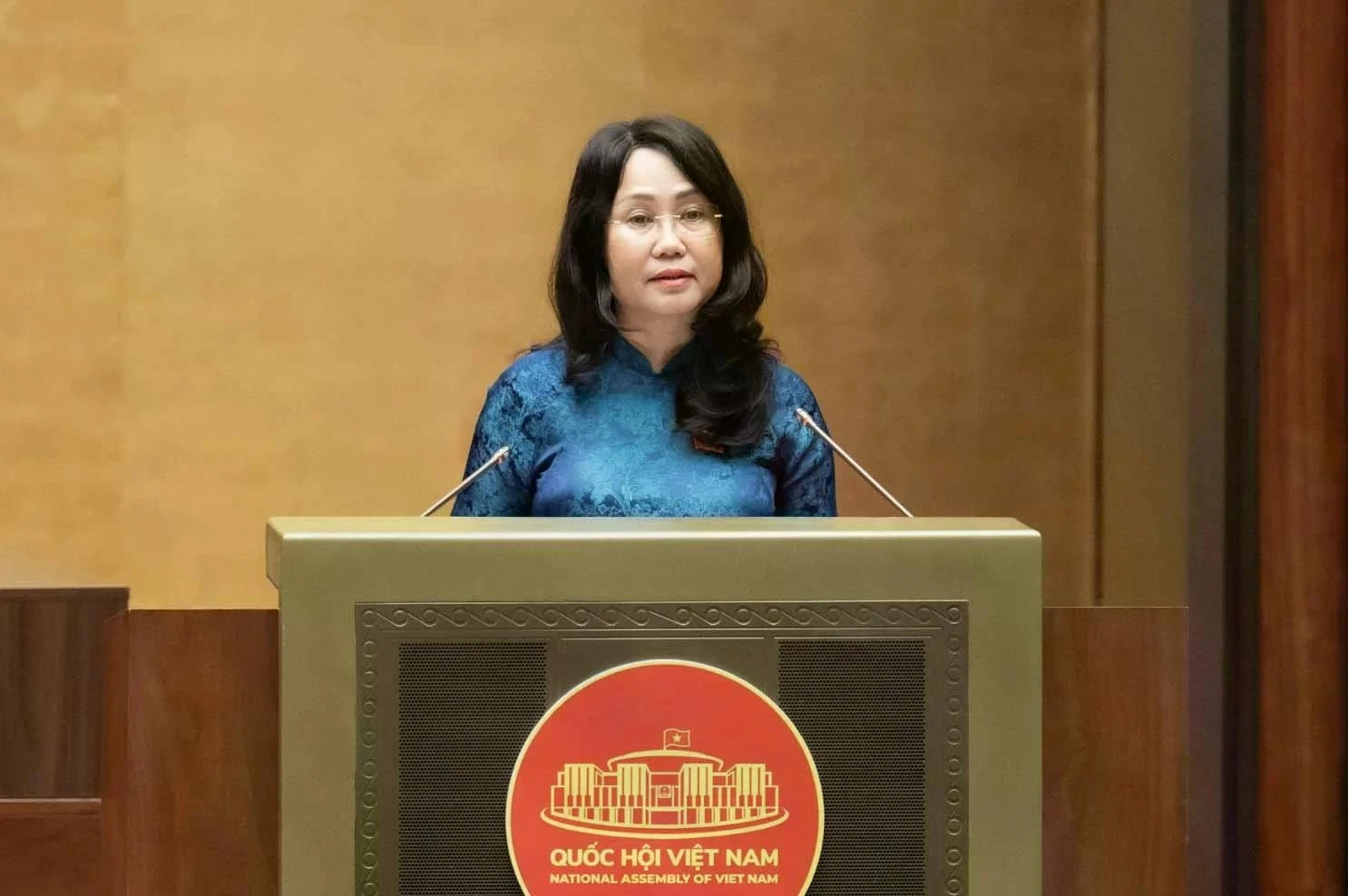Bộ trưởng Lâm Thị Phương Thanh. (Ảnh: Media Quốc hội)