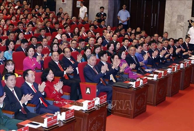 Tổng Bí thư, Chủ tịch nước Tô Lâm và các đại biểu tham dự Phiên khai mạc trọng thể Đại hội đại biểu toàn quốc Hội Chữ thập đỏ Việt Nam lần thứ XII, nhiệm kỳ 2026 - 2031. Ảnh: Thống Nhất/TTXVN