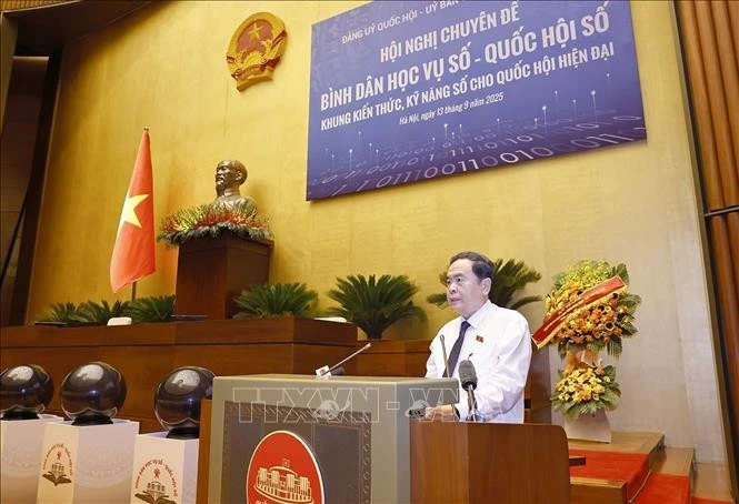 Chủ tịch Quốc hội Trần Thanh Mẫn phát biểu khai mạc hội nghị.
