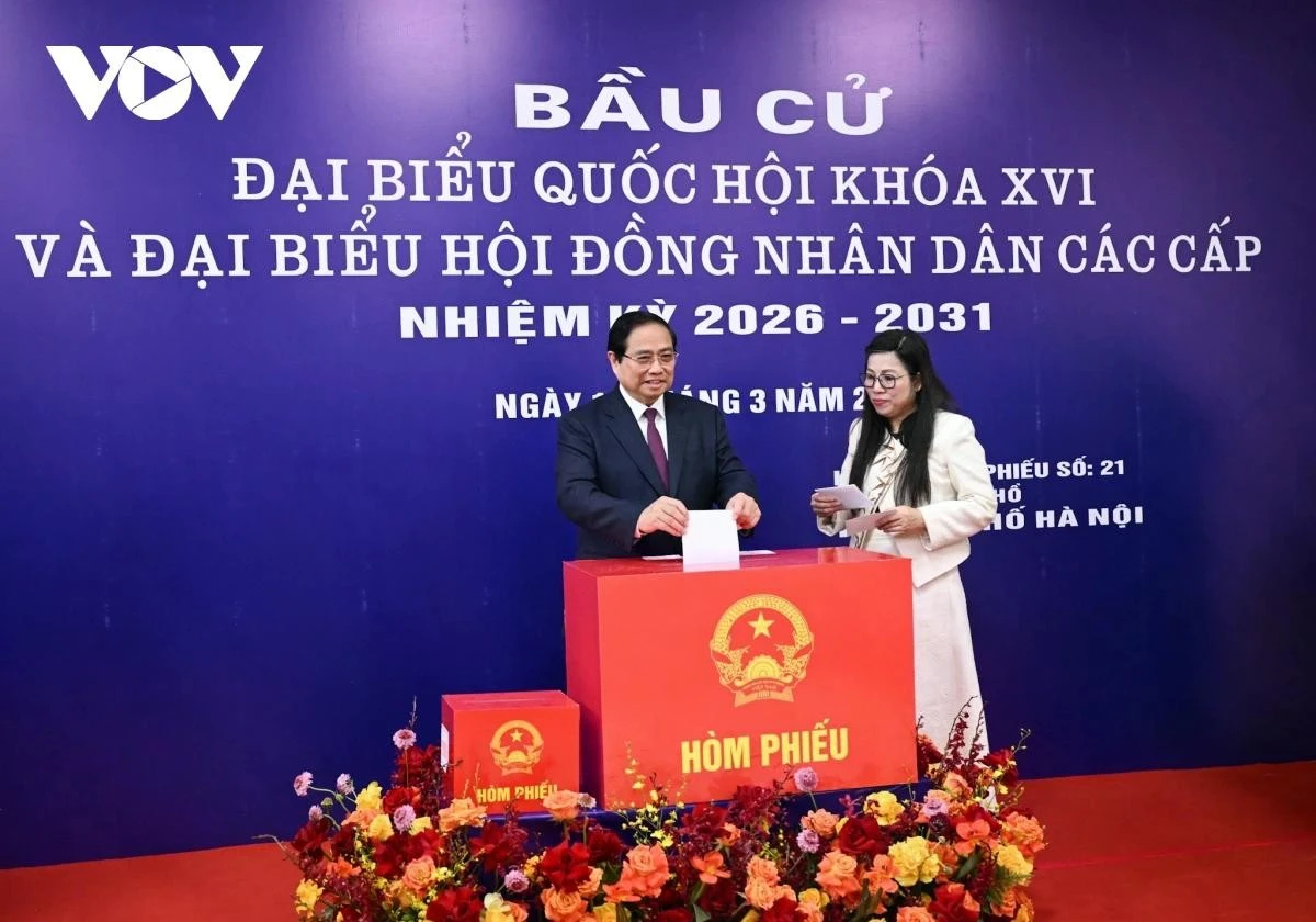Sau khi tìm hiểu danh sách các ứng cử viên đại biểu Quốc hội khóa XVI và đại biểu HĐND các cấp nhiệm kỳ 2026 - 2031, Thủ tướng Phạm Minh Chính và Phu nhân cùng các cử tri là lãnh đạo các cơ quan Trung ương và thành phố Hà Nội, các cử tri trẻ tuổi nhất, cao tuổi nhất, cử tri đại diện các tầng lớp nhân dân và cử tri trong khu vực bỏ phiếu đã tiến hành bỏ phiếu bầu cử, thực hiện quyền công dân của mình theo đúng quy định.
