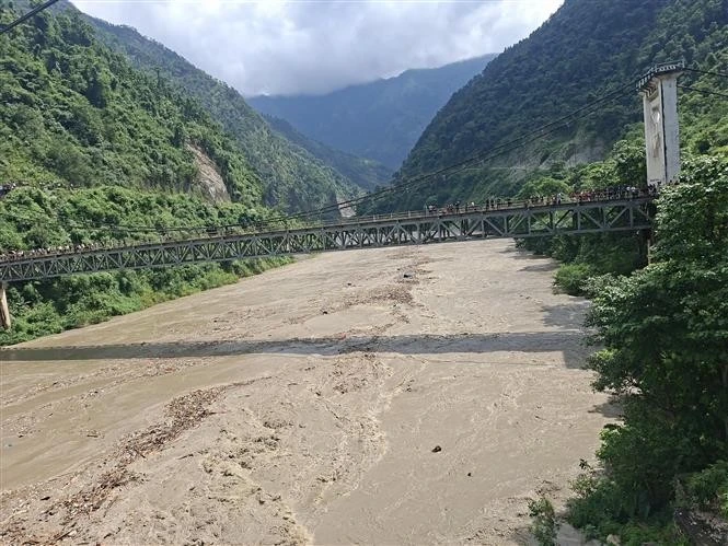 Khu vực xảy ra lũ quét tại Nepal ngày 26/8/2026. Ảnh: THX/TTXVN phát