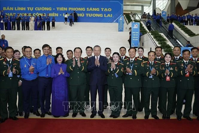 Tổng Bí thư, Chủ tịch nước Tô Lâm và các đại biểu dự Phiên trọng thể Đại hội Đoàn toàn quốc lần thứ XIII. Ảnh: Thống Nhất/TTXVN