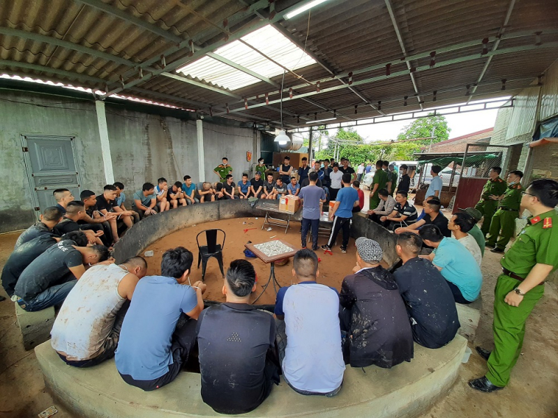 Đột kích trường gà "núp bóng" trang trại ảnh 2 Đột kích trang trại, phát hiện hơn 40 đối tượng tụ tập đá gà ăn tiền -0
