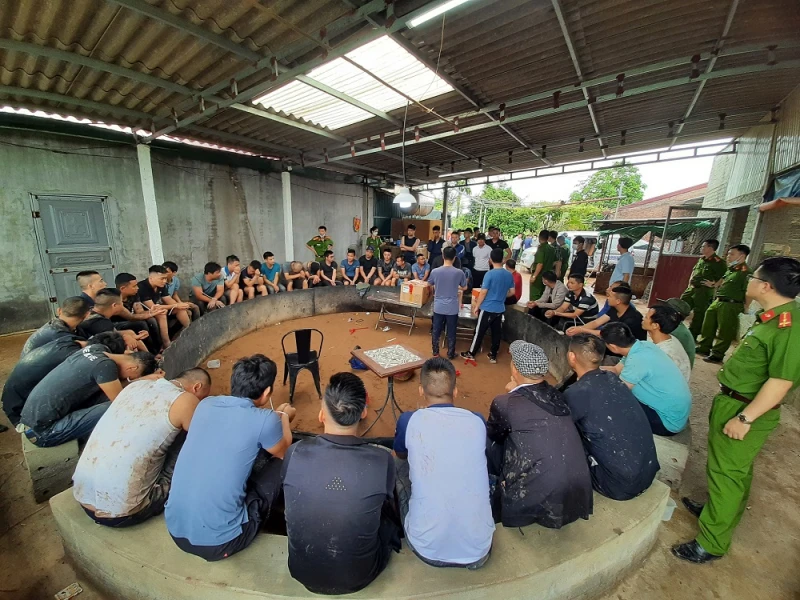 Đột kích trang trại, phát hiện hơn 40 đối tượng tụ tập đá gà ăn tiền -0