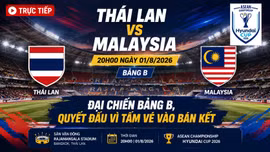 TRỰC TIẾP Thái Lan vs Malaysia (20h00 ngày 01/8): Đại chiến bảng B, quyết đấu vì tấm vé vào bán kết