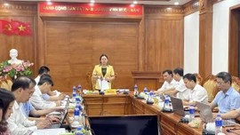 Phó Bí thư Tỉnh uỷ, Chủ tịch Ủy ban Mặt trận Tổ quốc tỉnh Giàng Thị Dung dự họp duyệt văn kiện Đại hội Đảng bộ các xã Tân Hợp, Phong Dụ Hạ
