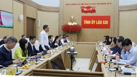 Đoàn khảo sát Ban Chỉ đạo Trung ương làm việc với Tỉnh ủy Lào Cai về công tác nắm tình hình Nhân dân và lấy ý kiến góp ý vào dự thảo các Văn kiện trình Đại hội XIV của Đảng