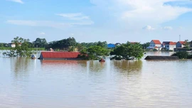 Nước sông Cầu dâng cao, nhiều ngôi nhà ở Bắc Ninh vẫn chìm trong biển nước lũ