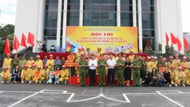 Phường Lào Cai tổ chức Hội thi nghiệp vụ chữa cháy và cứu nạn, cứu hộ