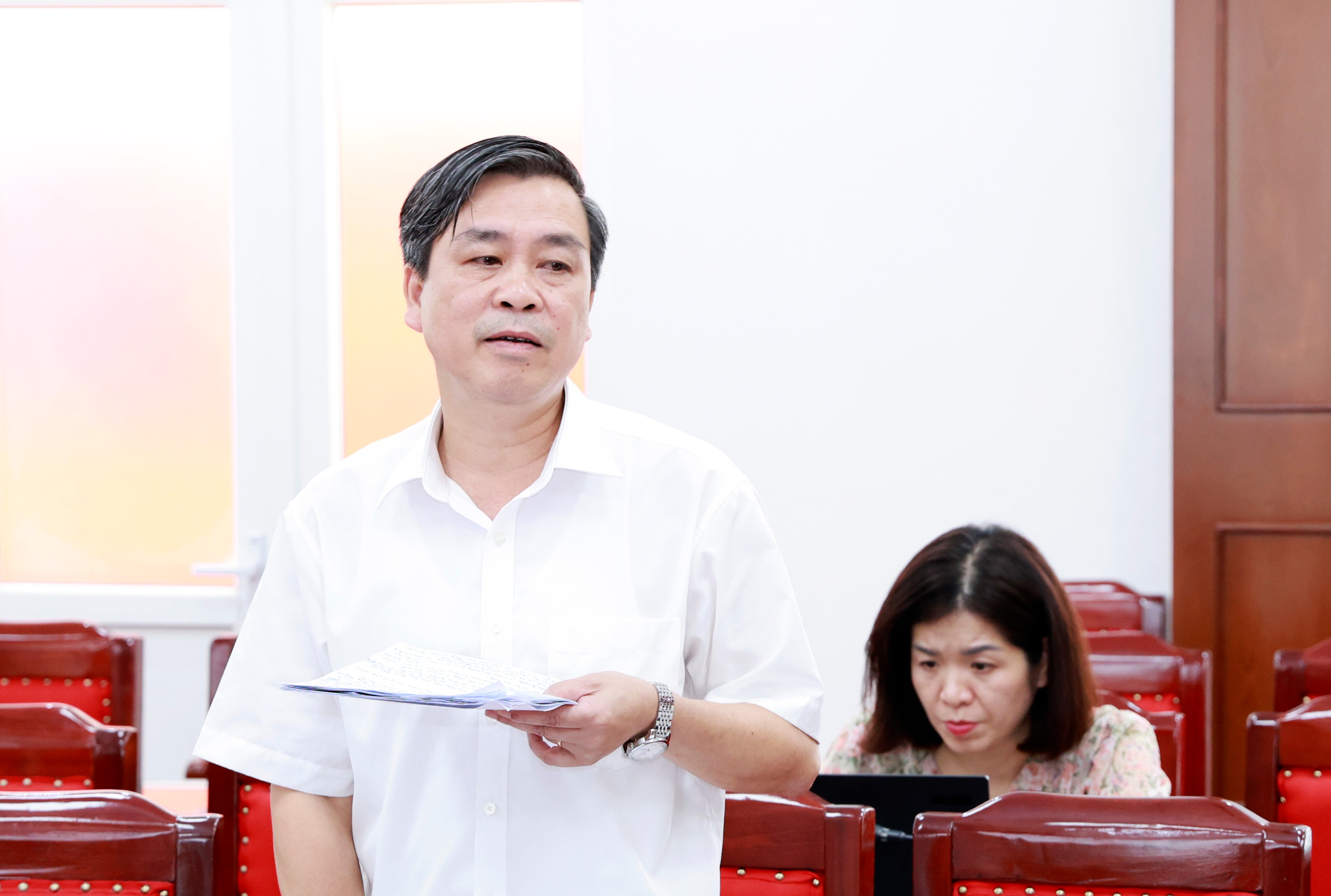 Lãnh đạo Ủy ban Kiểm tra Tỉnh ủy phát biểu tại buổi làm việc. ubkt.jpg