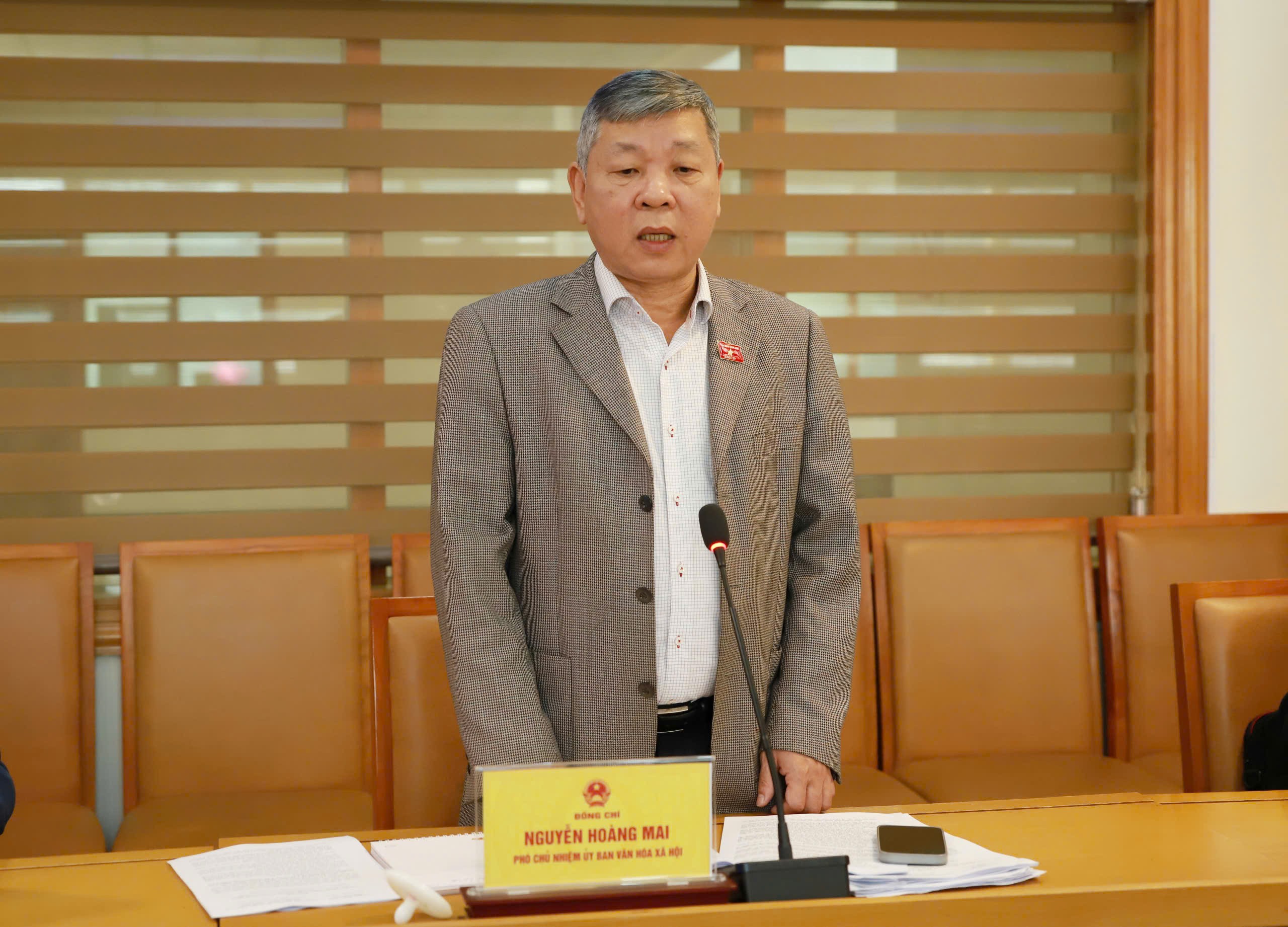 Đồng chí Nguyễn Hoàng Mai, Phó Chủ nhiệm Ủy ban Văn hóa và Xã hội phát biểu tại buổi làm việc. z6427318221390-b454f586a33c43f9c227789c103e0025.jpg