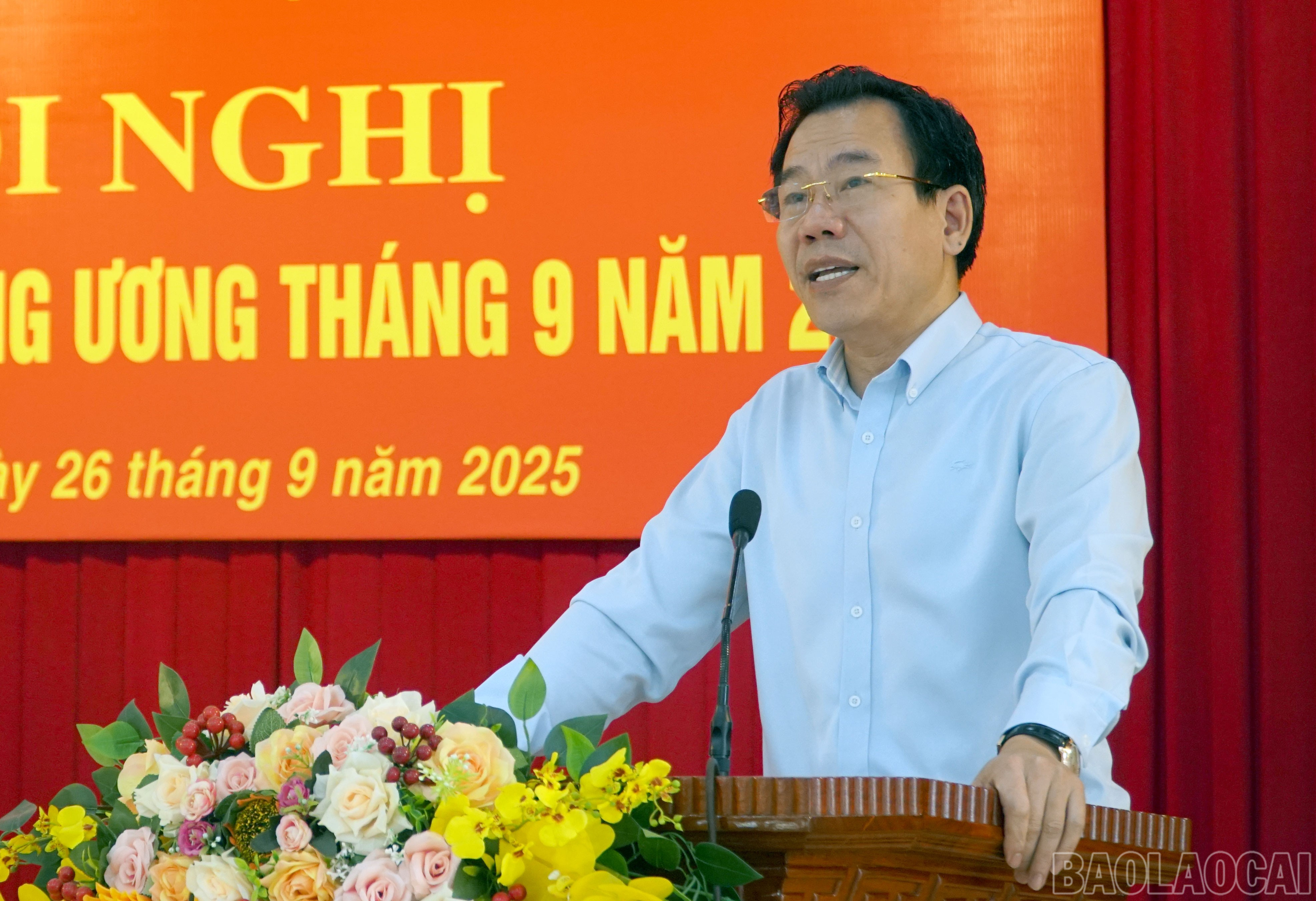 Đồng chí Dương Đức Huy - Ủy viên Ban Thường vụ, Trưởng ban Tuyên giáo và Dân vận Tỉnh ủy định hướng công tác tuyên truyền thời gian tới. baolaocai-br_anh-huy.jpg