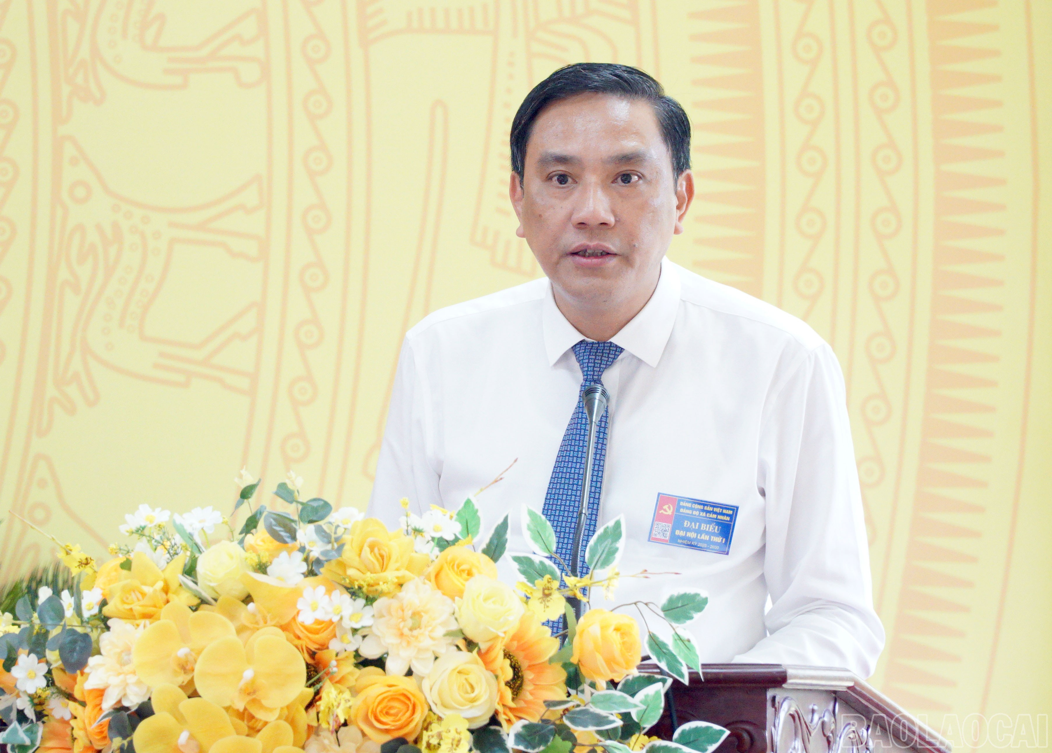 Đồng chí Phó Bí thư Thường trực Tỉnh ủy Hoàng Giang phát biểu chỉ đạo Đại hội. baolaocai-br_158-anh-giang.jpg