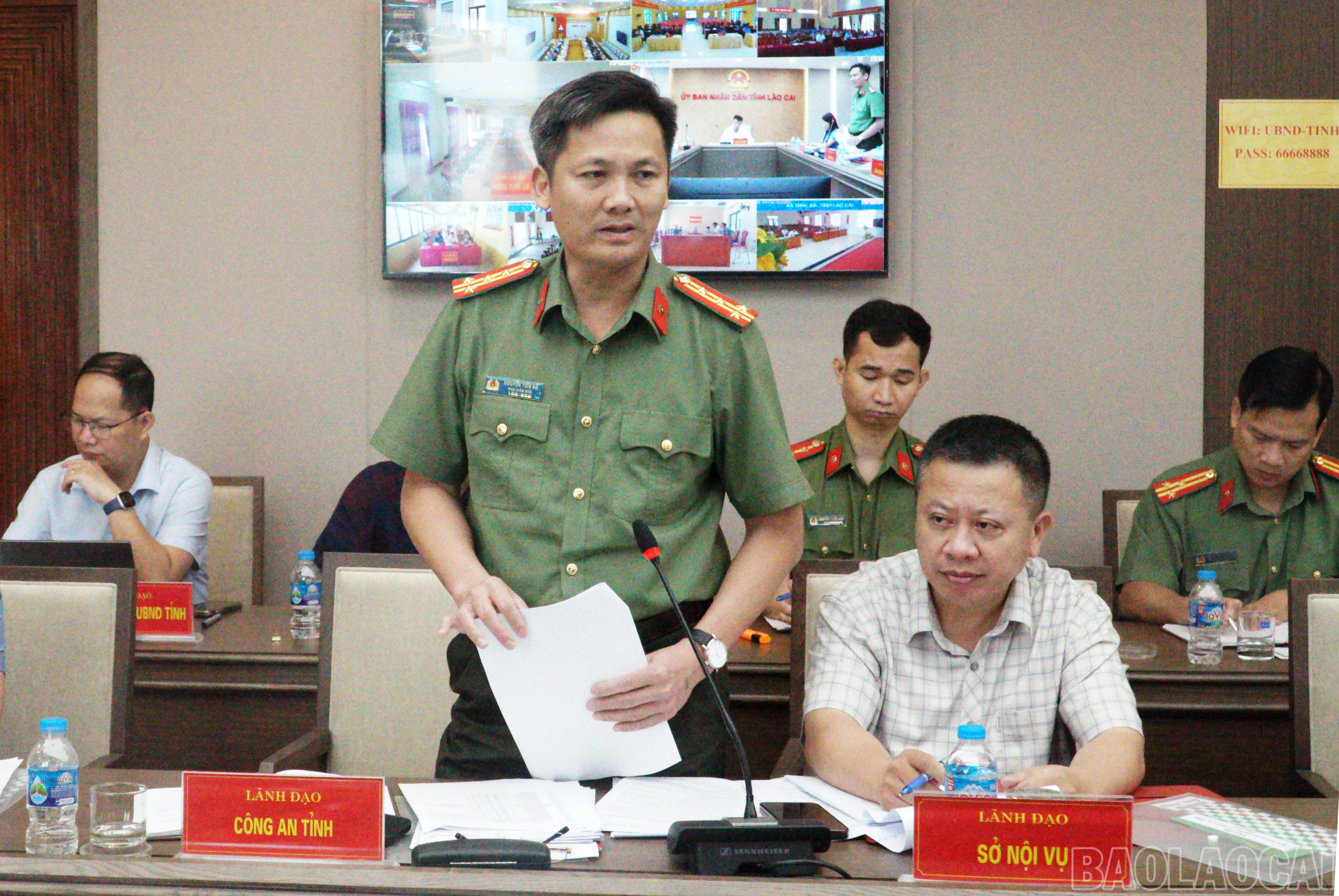 Lãnh đạo Công an tỉnh phát biểu tại Hội nghị. baolaocai-br_pho-ca.jpg