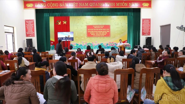 Xã Liên Sơn tổ chức hội nghị tuyên truyền pháp luật nhằm giảm thiểu tảo hôn và hôn nhân cận huyết thống