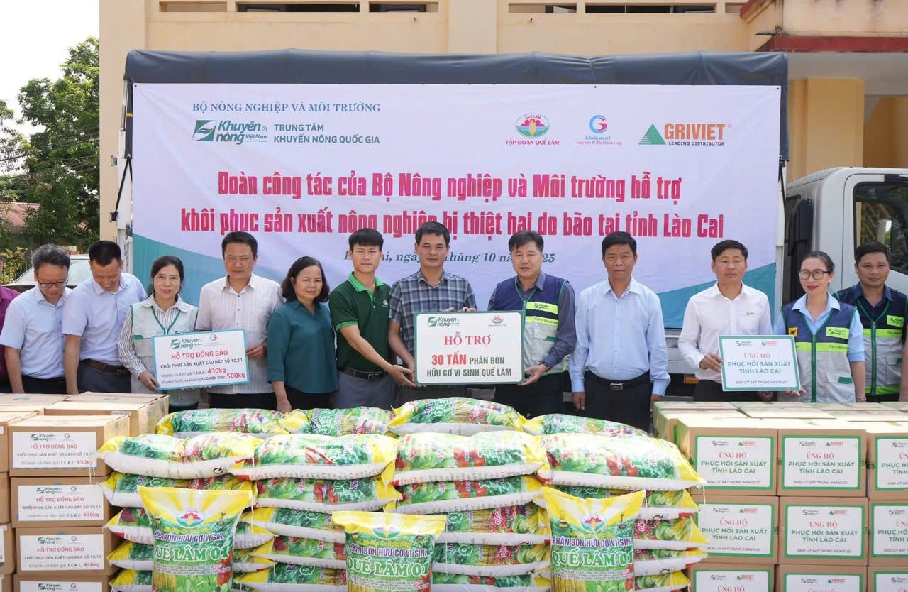 Trung tâm Khuyến nông Quốc gia hỗ trợ nông dân xã Quy Mông phân bón, thuốc sát trùng và hướng dẫn kỹ thuật khôi phục sản xuất nông nghiệp do ảnh hưởng của cơn bão số 10. z7106397155603-9831d98e9963e0d750498bccf864b13f.jpg