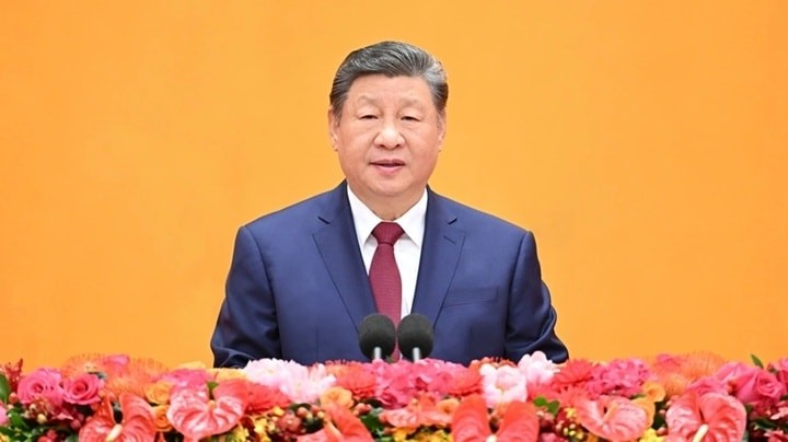 Chủ tịch Tập Cận Bình tại Đại lễ đường Nhân dân ở Bắc Kinh ngày 14-2. Ảnh: Xinhua