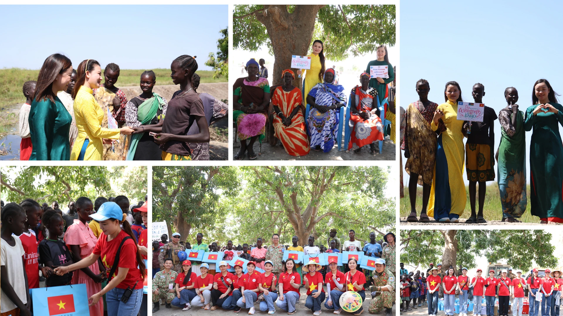 Không chỉ mang đến những phần quà, các nữ quân nhân Việt Nam còn dành thời gian giao lưu, chia sẻ kiến thức chăm sóc sức khỏe với chị em phụ nữ ở Bentiu.
