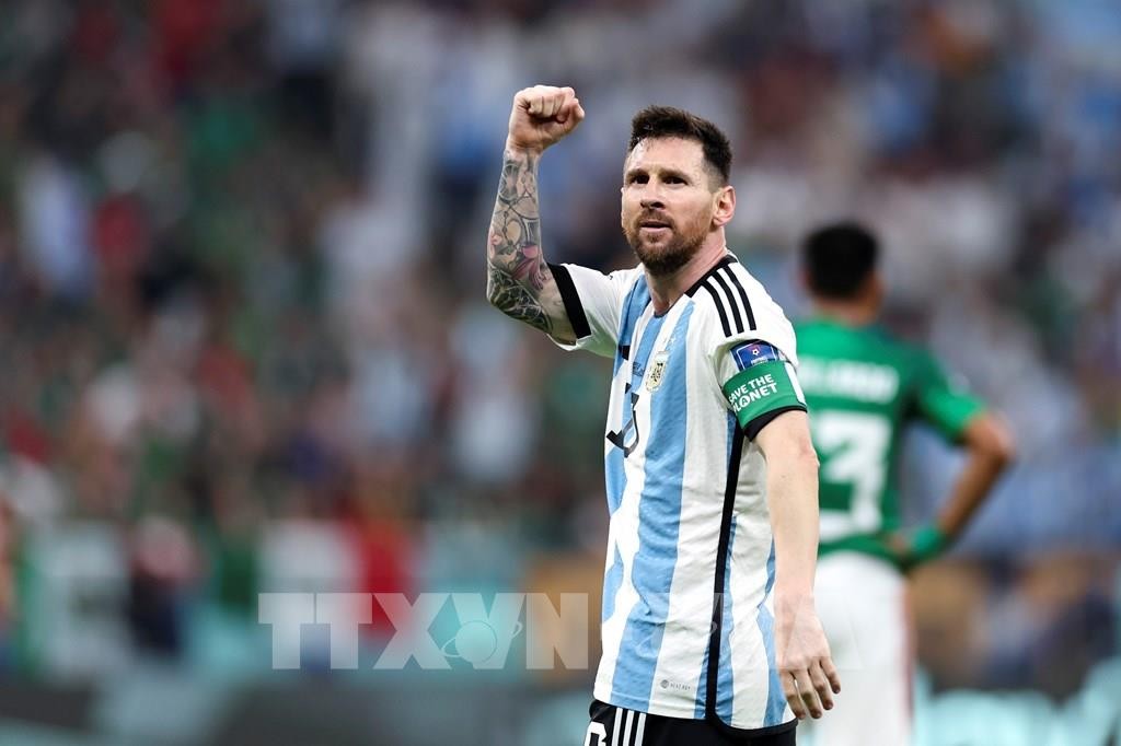 Tiền đạo Lionel Messi của đội tuyển Argentina trong trận gặp Mexico thuộc bảng C tại World Cup 2022, trên sân vận động Lusail, Qatar, ngày 26/11/2022.