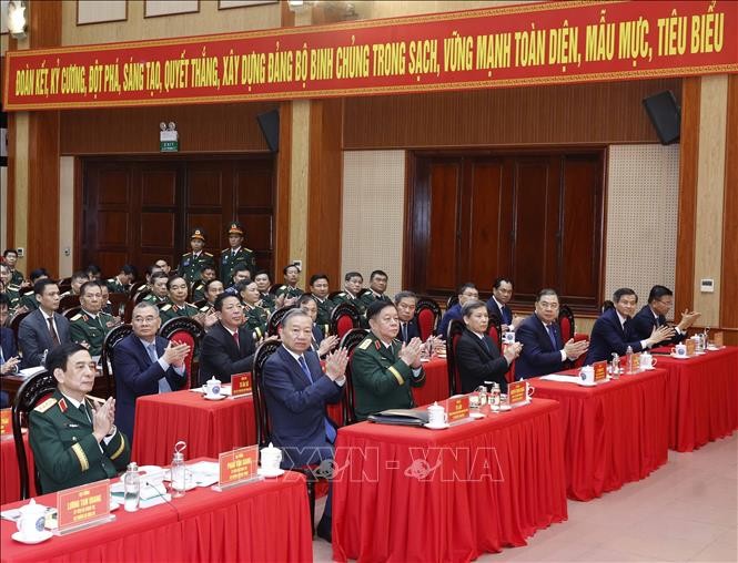 Tổng Bí thư Tô Lâm và các đại biểu dự Lễ kỷ niệm 80 năm Ngày thành lập Binh chủng Công binh.