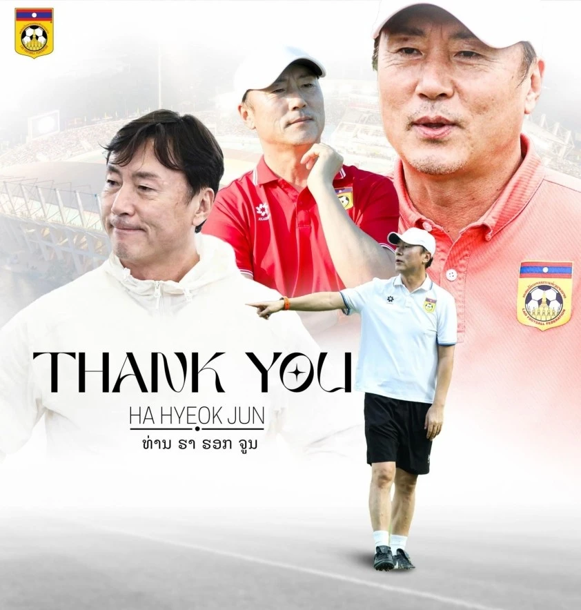 Trước đó HLV Ha Hyeok Jun cũng phải nói lời chia tay với ĐT Lào.