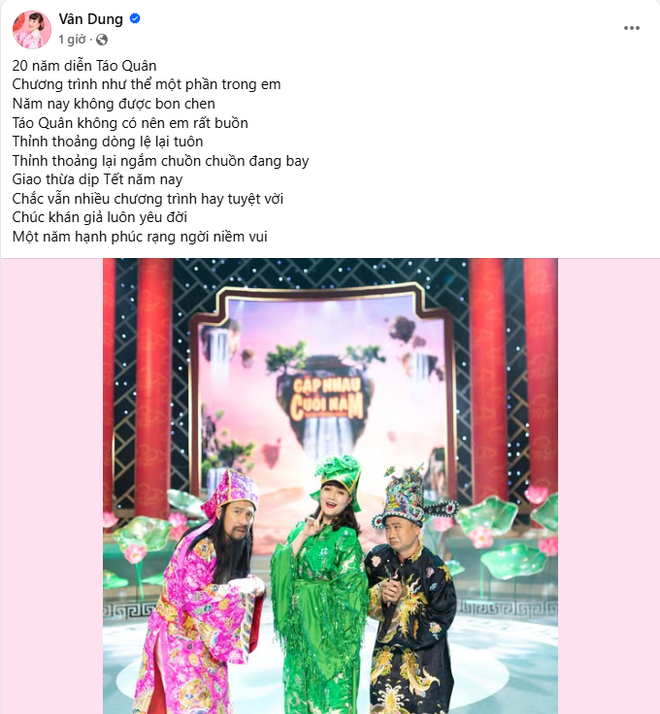 Bài đăng của nghệ sĩ Vân Dung.