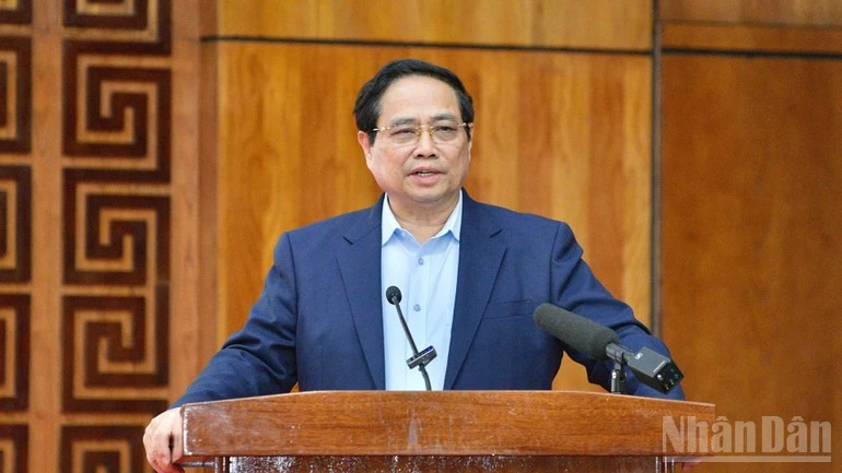 Thủ tướng Phạm Minh Chính phát biểu ý kiến chỉ đạo cuộc làm việc.