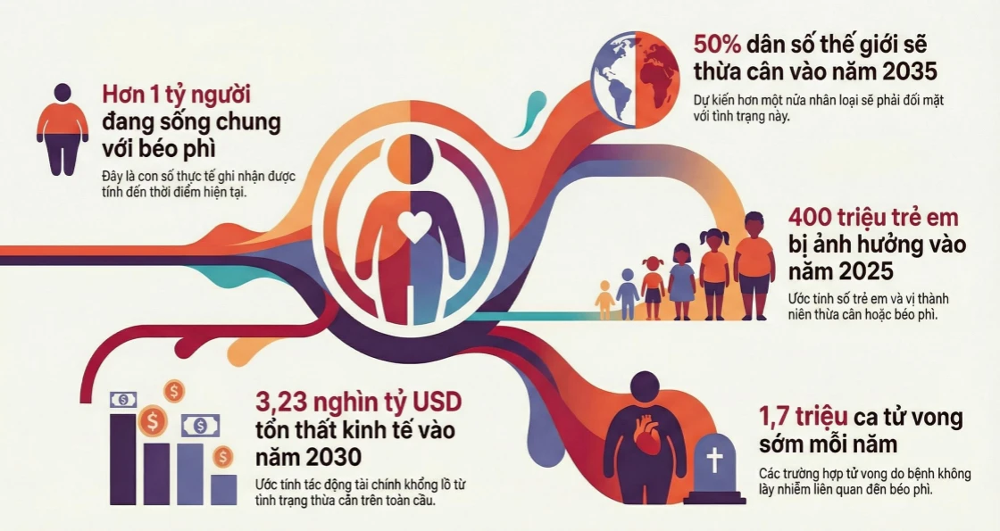 Những con số báo động về đại dịch béo phì toàn cầu.