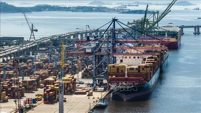 Quang cảnh cảng hàng hóa tại Rio de Janeiro, Brazil.