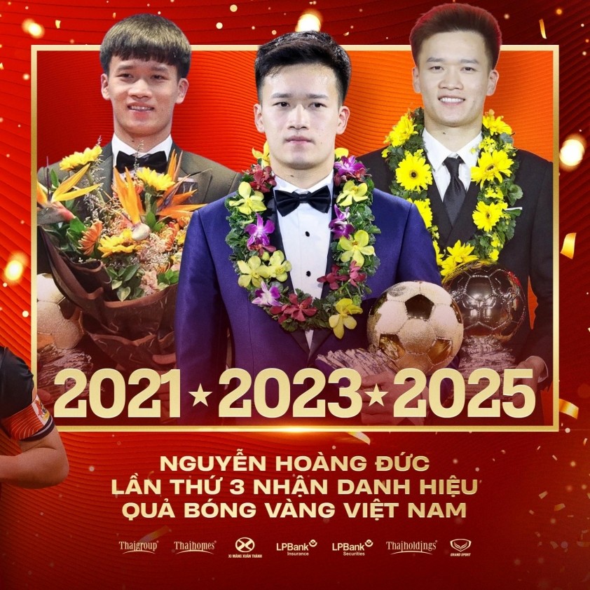 Hoàng Đức vừa có lần thứ 3 trong sự nghiệp giành danh hiệu QBV Việt Nam.