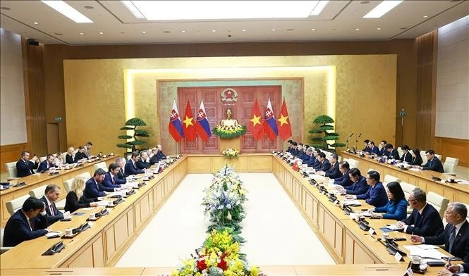 Thủ tướng Lê Minh Hưng hội đàm với Thủ tướng Slovakia Robert Fico.