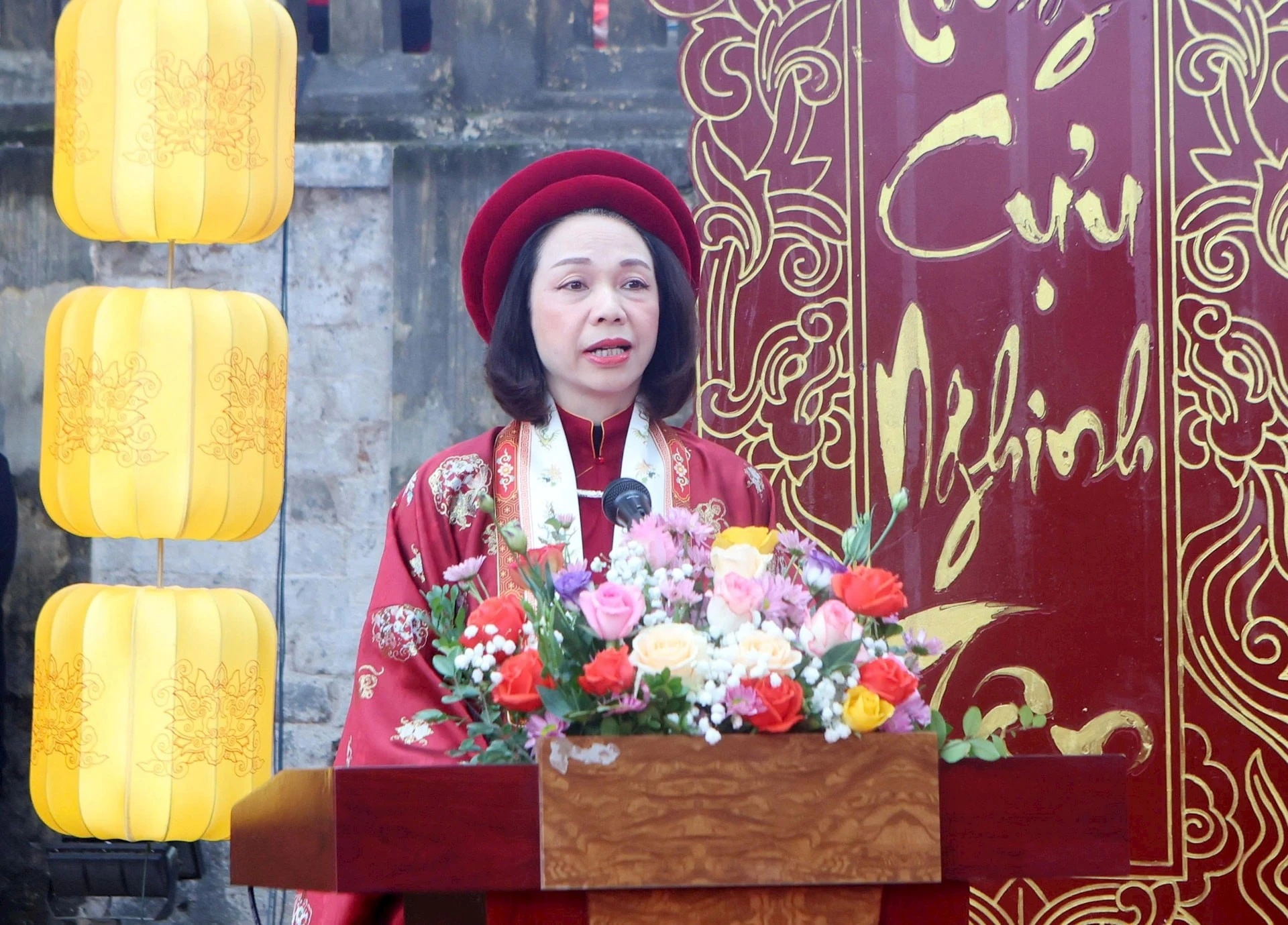 Phó Chủ tịch UBND thành phố Hà Nội Vũ Thu Hà phát biểu.